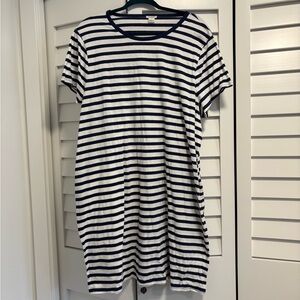 J. Crew Navy and White Striped T-shirt Dress